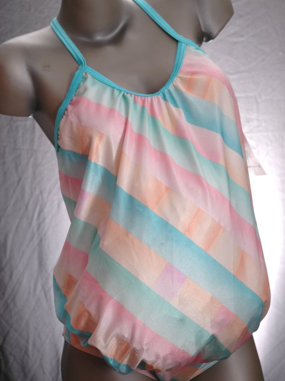 NWT Maternity Swimsuit Vintage 80's - 90's Christina Size 10 Pastel Stripes NOS